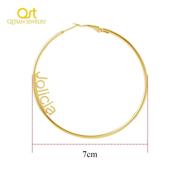 Personalised Name Earing Fashion Custom Stainless Steel Round Circle Earings Modern Big Hoop Ears For Women Party Jewelry Gifts