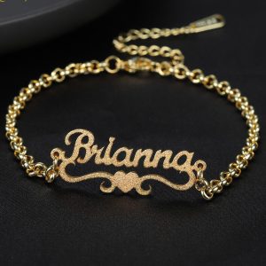 Personalized Custom Heart Name bracelet Charms High quality stainless steel Bracelet Frosted and Gilded Jewelry For Women Gift