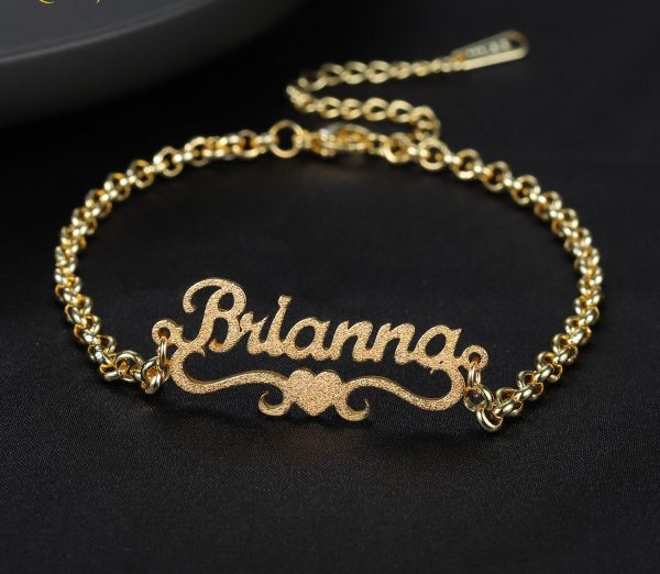 Personalized Custom Heart Name bracelet Charms High quality stainless steel Bracelet Frosted and Gilded Jewelry For Women Gift