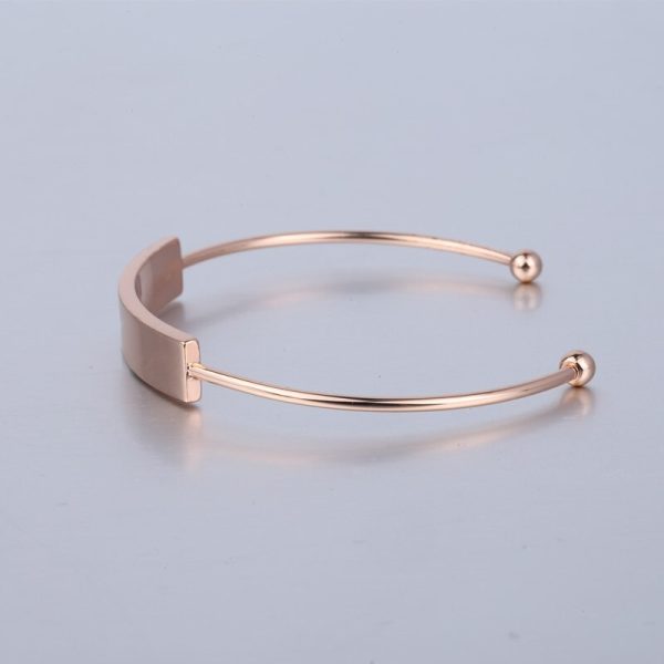 Qitian Personalized Custom Rose Gold Bangles Engraved Name Letters Date Open Bangles & Bracelets DIY Jewelry