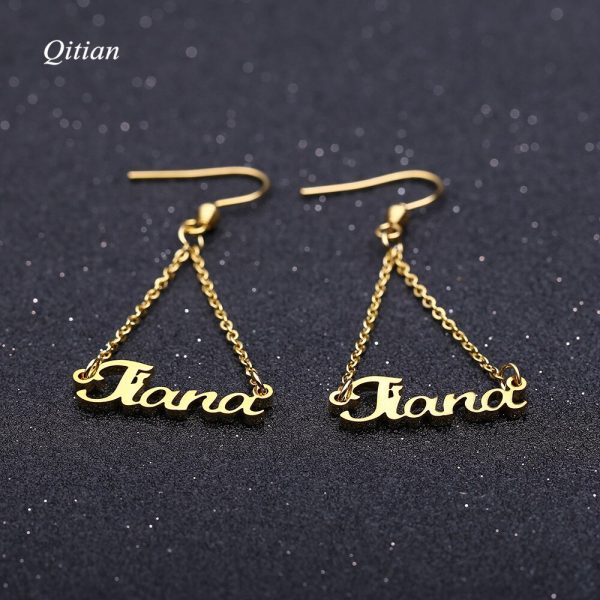 Personalized Name Drop Earrings Customize Namplate ID Dangle Earring For Women High Quality Stainless Steel Jewelry Supplier