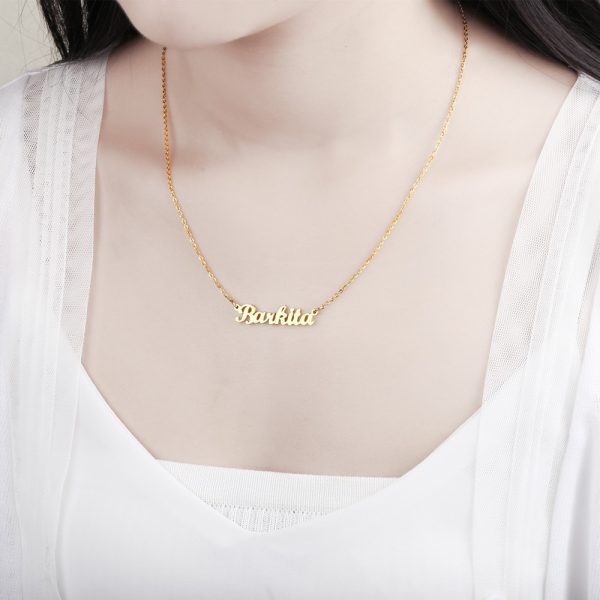 Qitian Name Necklaces Gold Color Stainless Steel Personalized Custom Necklaces,Custom Name Necklace, Personalized Name Pendants