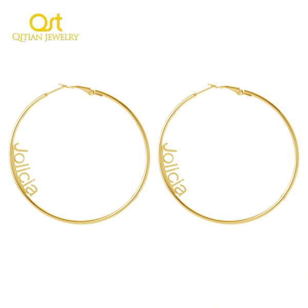 Personalised Name Earing Fashion Custom Stainless Steel Round Circle Earings Modern Big Hoop Ears For Women Party Jewelry Gifts