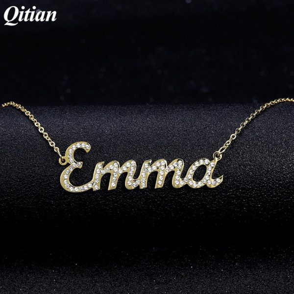 Custom Name Necklace Iced Out Zirconia Necklace for Women Stone Chain Necklaces Women Personalized Name Necklace For Women Gifts