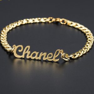 Personalized Name Bracelet 18K gold plated Stainless Steel Curb Chain Custom Bracelet&Bangle Handmade Men Jewelry For Women Gift