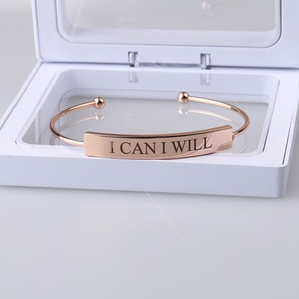 Qitian Personalized Custom Rose Gold Bangles Engraved Name Letters Date Open Bangles & Bracelets DIY Jewelry