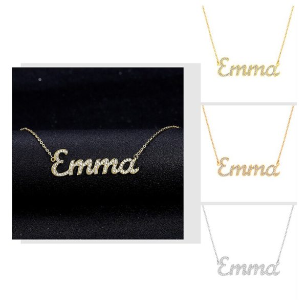 Custom Name Necklace Iced Out Zirconia Necklace for Women Stone Chain Necklaces Women Personalized Name Necklace For Women Gifts